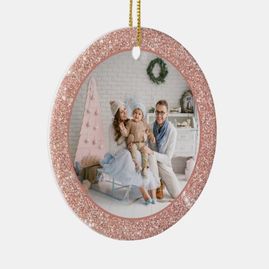 Faux Roos Gold Glitter-serie Kerstmis Keramisch Ornament (Rechts)