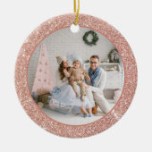 Faux Roos Gold Glitter-serie Kerstmis Keramisch Ornament (Voorkant)
