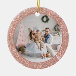 Faux Roos Gold Glitter-serie Kerstmis Keramisch Ornament
