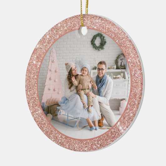 Faux Roos Gold Glitter-serie Kerstmis Keramisch Ornament (Links)