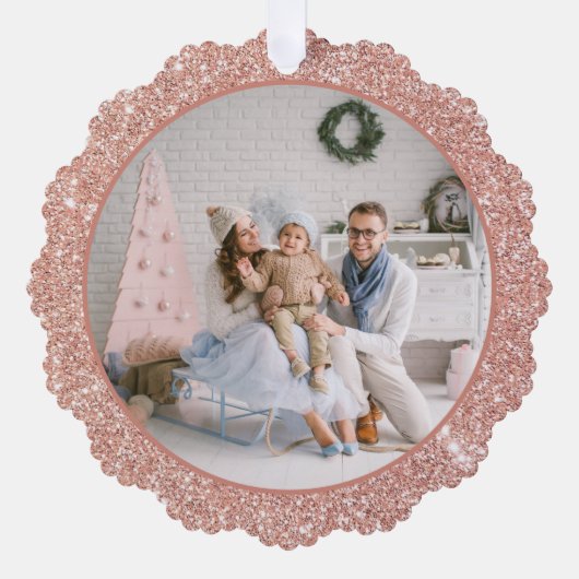 Faux Roos Gold Glitter-serie Kerstmis Ornament Kaart