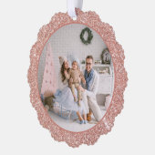 Faux Roos Gold Glitter-serie Kerstmis Ornament Kaart (Links)