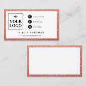 Faux Roos Gold Glitter Social Media Logo Visitekaartje (Voorkant / Achterkant)
