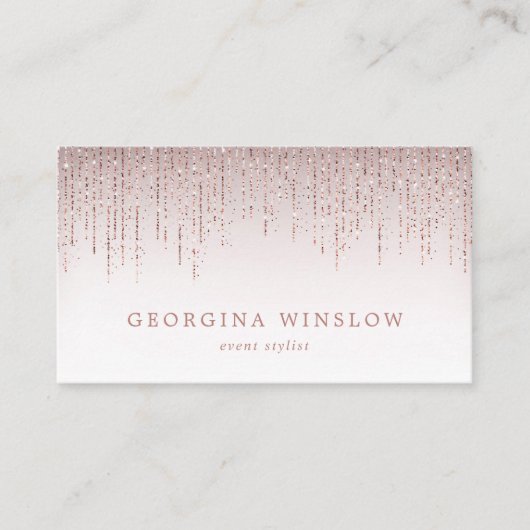 Faux Roos Gold Glitter String Curtain Luxe Visitekaartje (Voorkant)