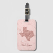 Faux Roos Gold Glitter Texas Marble Bagagelabel (Voorkant (verticaal))