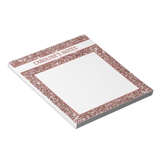 Faux Roos Gold Glitter Textielkijken & aangepaste  Notitieblok (Schuin)