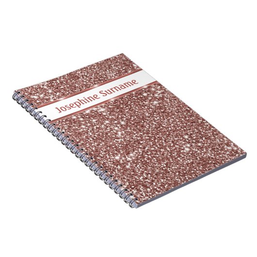 Faux Roos Gold Glitter Textielkijken & aangepaste Notitieboek (Rechterzijde)