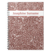 Faux Roos Gold Glitter Textielkijken & aangepaste  Notitieboek (Voorkant)