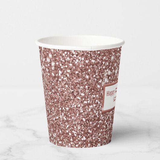 Faux Roos Gold Glitter Textielkijken & aangepaste  Papieren Bekers (Rechts)