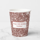 Faux Roos Gold Glitter Textielkijken & aangepaste  Papieren Bekers (Voorkant)