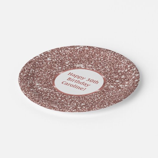 Faux Roos Gold Glitter Textielkijken & aangepaste  Papieren Bordje (Gekanteld)