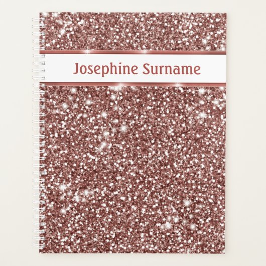 Faux Roos Gold Glitter Textielkijken & aangepaste Planner (Voorkant)