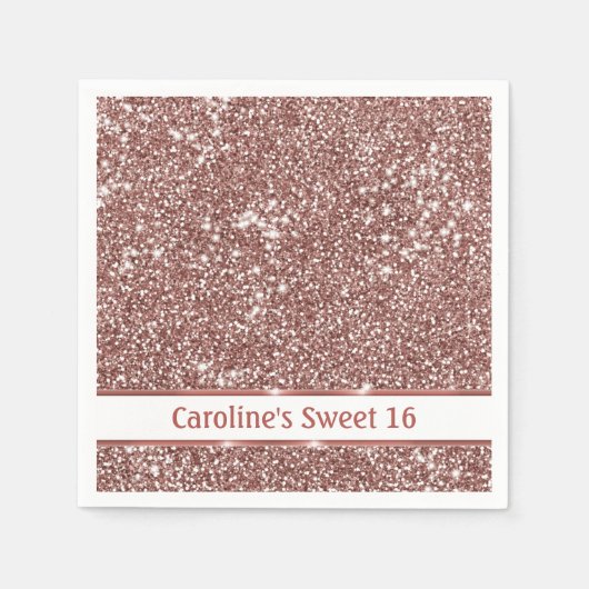 Faux Roos Gold Glitter Textielkijken & aangepaste Servet (Voorkant)