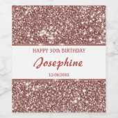 Faux Roos Gold Glitter Textielkijken & aangepaste Wijn Etiket (Enkel label)