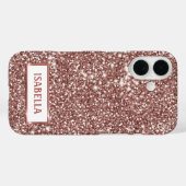 Faux Roos Gold Glitter Textiellook & Custom Name Case-Mate iPhone Case (Achterkant (horizontaal))