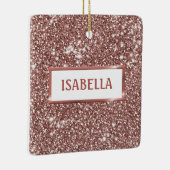 Faux Roos Gold Glitter Textiellook & Custom Name Keramisch Ornament (Rechts)
