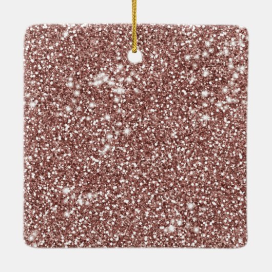 Faux Roos Gold Glitter Textiellook & Custom Name Keramisch Ornament (Achterkant)