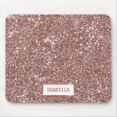 Faux Roos Gold Glitter Textiellook & Custom Name Muismat (Voorkant)
