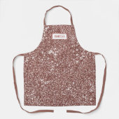 Faux Roos Gold Glitter Textiellook & Custom Name Schort (Voorkant)