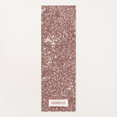 Faux Roos Gold Glitter Textiellook & Custom Name Yogamat (Voorkant)