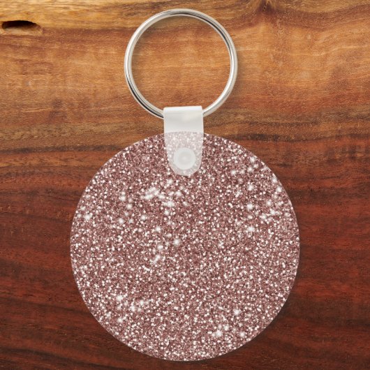 Faux Roos Gold Glitter Texture & Monogram Sleutelhanger (Achterkant)