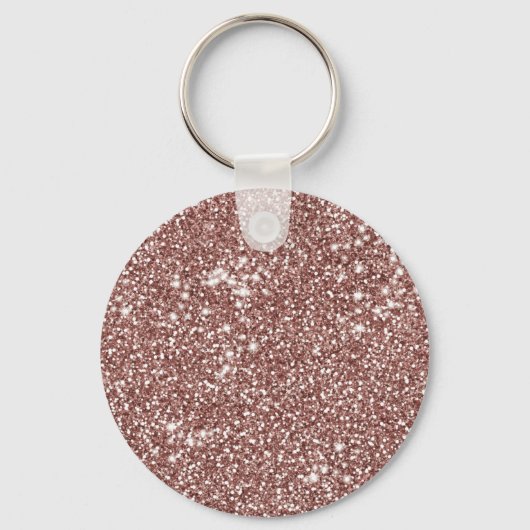 Faux Roos Gold Glitter Texture & Monogram Sleutelhanger (Achterkant)