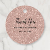 Faux Roos Gold Glitter Weddenschap Hartelijk dank Bedankjes Labels (Achterkant)