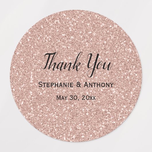 Faux Roos Gold Glitter Weddenschap Hartelijk dank Labels (Design 2)