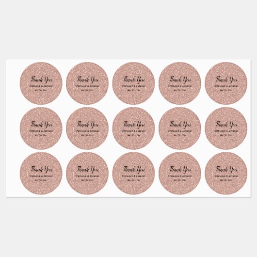 Faux Roos Gold Glitter Weddenschap Hartelijk dank Labels (Vel)
