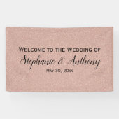 Faux Roos Gold Glitter Weddenschap Welkom Spandoek (Horizontaal)