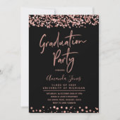 FAUX ROOS GOLD Graduation Party Invitation Kaart (Voorkant)