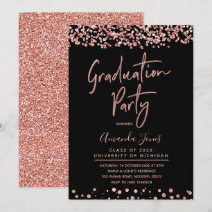FAUX ROOS GOLD Graduation Party Invitation Kaart