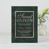 Faux roos Gold green waterverf Sweet 16 Kaart (Staand voorkant)