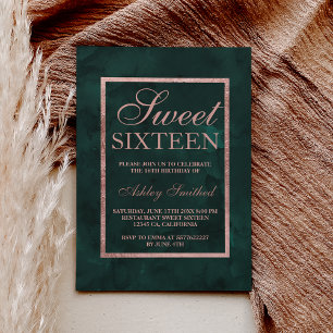 Faux roos Gold green waterverf Sweet 16 Kaart