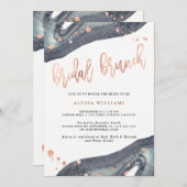 Faux Roos Gold | Grijze Geode Bridal Brunch Kaart (Voorkant / Achterkant)