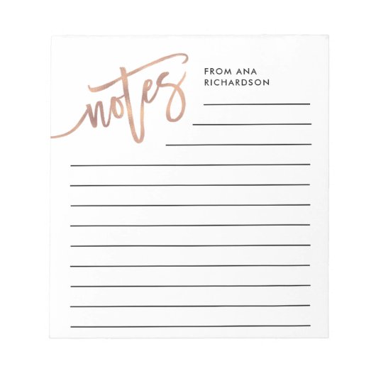 Faux Roos Gold Handgeschreven script Notitieblok (Voorkant)