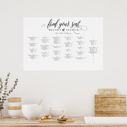 FAUX ROOS GOLD HEART, ALPHA SEINGESCHART POSTER (Keuken)