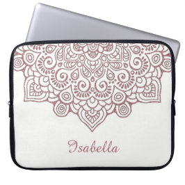 Faux roos Gold Intricate Lace Mandala white Laptop Sleeve
