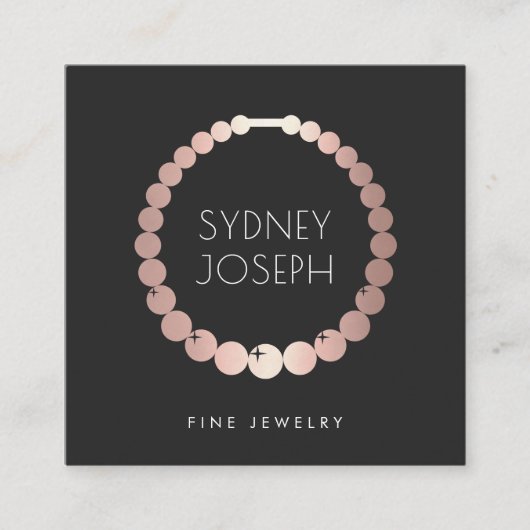 Faux Roos Gold Ketting Logo | Ontwerp van juwelen Vierkante Visitekaartje (Voorkant)