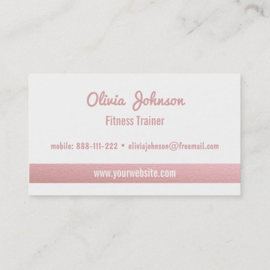 Faux Roos Gold Kettlebell Fitness Personal Trainer Visitekaartje (Achterkant)