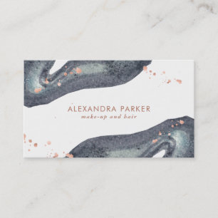 Faux Roos Gold Kijk en grijze Waterverf Geode Visitekaartje