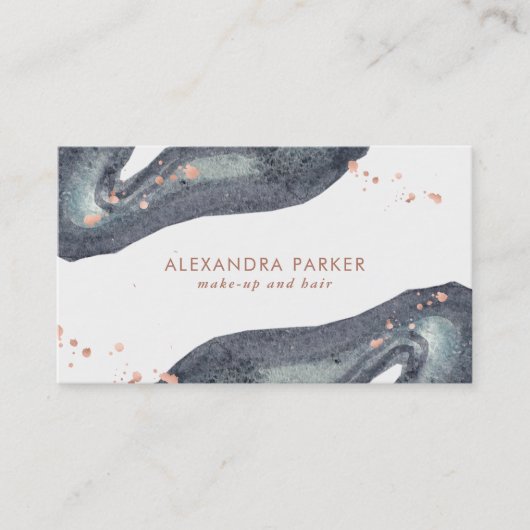 Faux Roos Gold Kijk en grijze Waterverf Geode Visitekaartje (Voorkant)