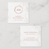 Faux Roos Gold Kijk naar witte marmer | Cirkel Vierkante Visitekaartje (Voorkant / Achterkant)