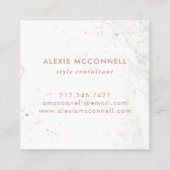 Faux Roos Gold Kijk naar witte marmer | Cirkel Vierkante Visitekaartje (Achterkant)