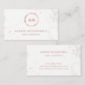 Faux Roos Gold Kijk naar witte marmer | Cirkel Visitekaartje (Voorkant / Achterkant)