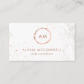 Faux Roos Gold Kijk naar witte marmer | Cirkel Visitekaartje (Voorkant)