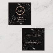 Faux Roos Gold Kijk naar zwarte marmer | Cirkel Vierkante Visitekaartje (Voorkant / Achterkant)