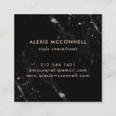 Faux Roos Gold Kijk naar zwarte marmer | Cirkel Vierkante Visitekaartje (Achterkant)