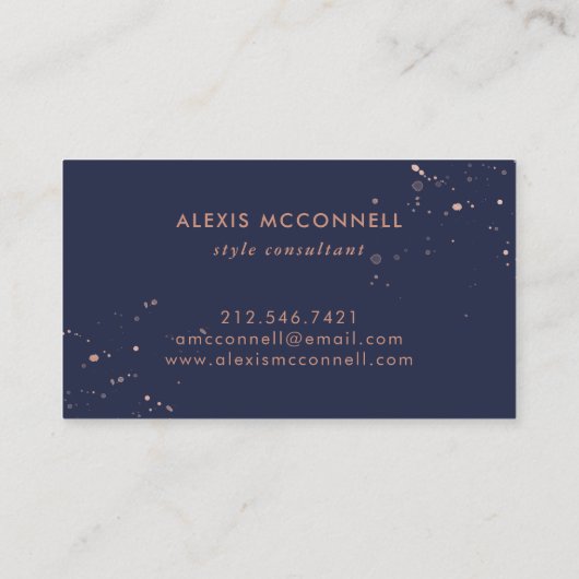 Faux Roos Gold Kijk uit in Midnight Blue | Cirkel Visitekaartje (Achterkant)