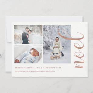 Faux Roos Gold-look   Knoop met foto's Feestdagenkaart